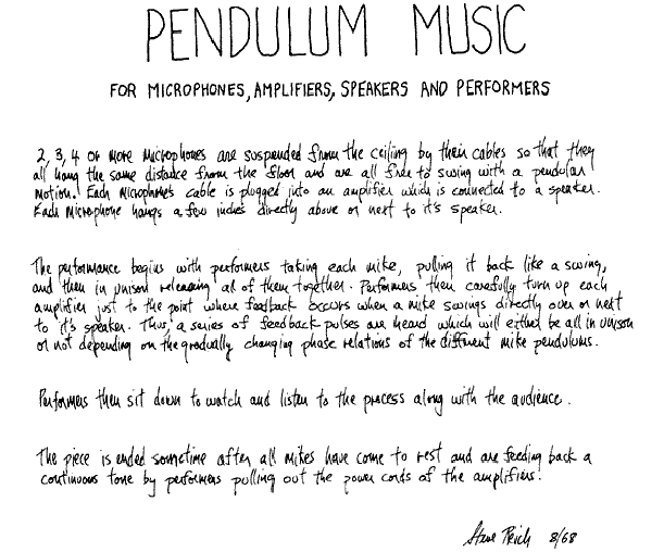 Pendulum Music - Steve Reich